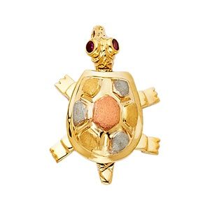 14K Tri Color Turtle Pendant